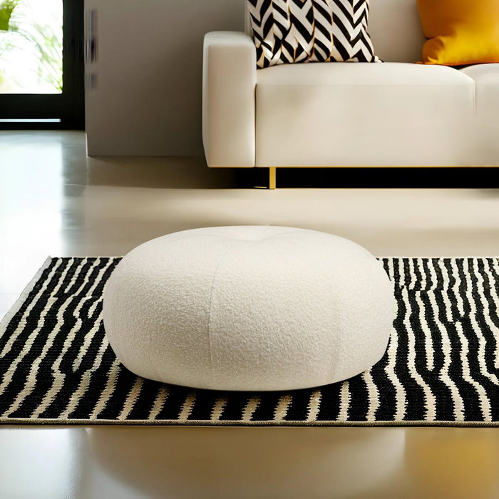 Atelier Del Sofa Tina Puff Bouclet White Diametro 55 cm x Altura 35 cm Asiento Comodo Elegante
